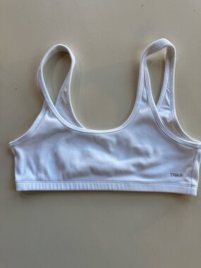 TNA White Ribbed Scoop-Back Sports Bra